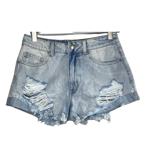 NWT FashionNova Take Me To The Concert Denim Jean Distressed Shorts Size 29 - Picture 2 of 12